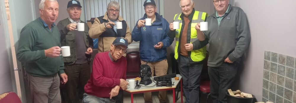 Members of the Kilmacrenan Men's Shed enjoy a cup of tea together with the Uccello Kettle