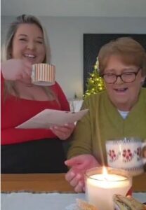 Mother and daughter enjoy a cup of tea together